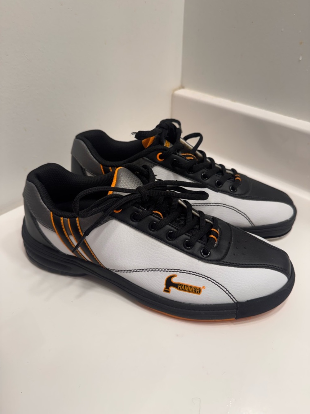 Women’s Hammer White & Black Bowling Shoes with Orange Accents